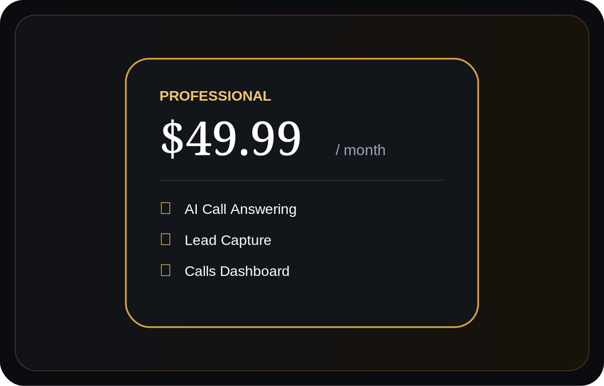 Professional pricing plan